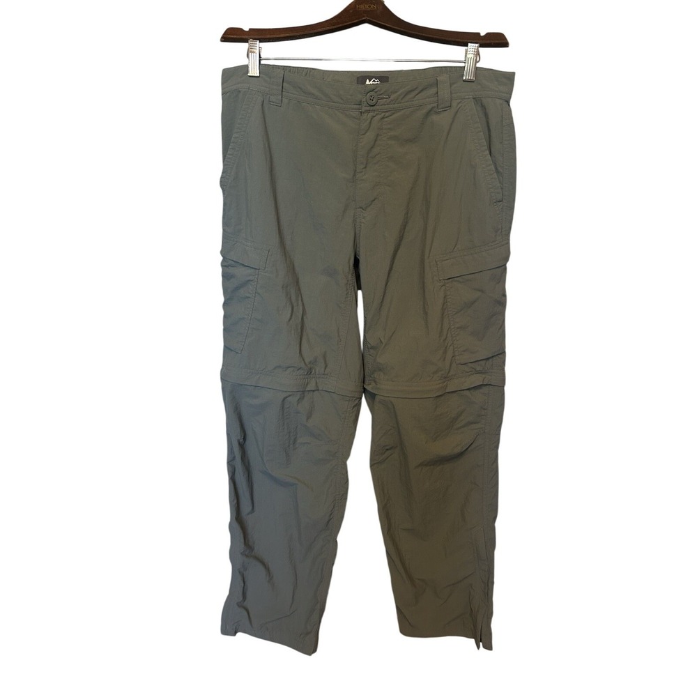 REI Co-op Olive Green Relaxed Cargo Convertible Zip Off‎ Leg Pants Size 36X32
